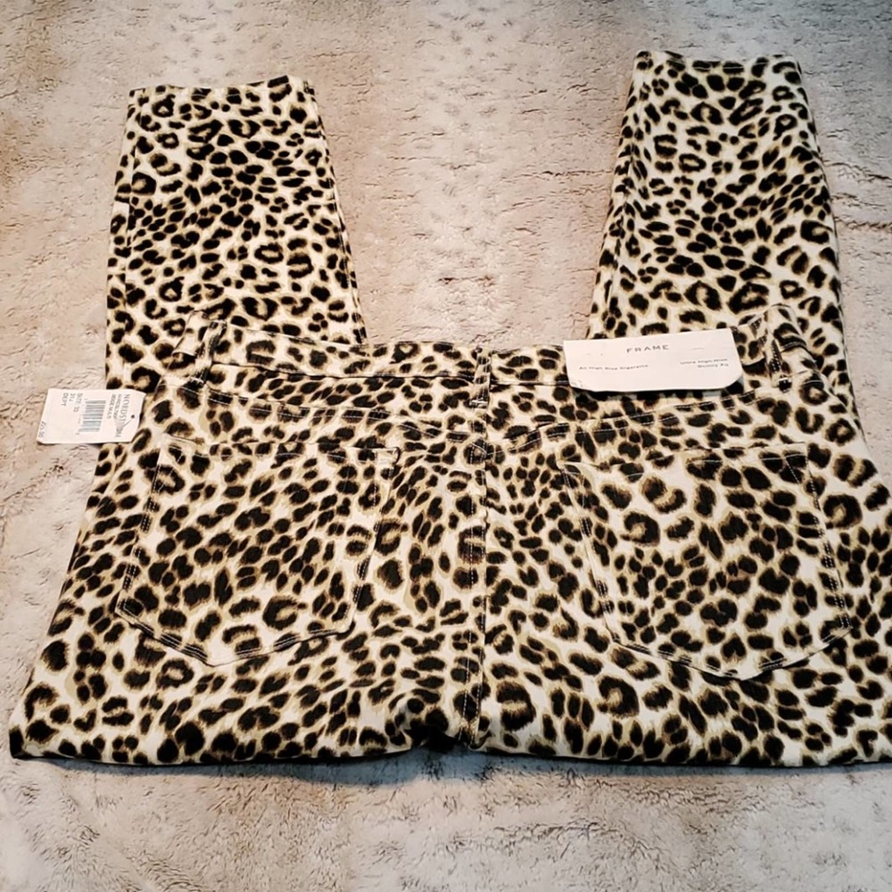 Frame Ali Leopard Print High Rise Skinny Fit Cigarette Leg Jeans New With Tags - Picture 5 of 6